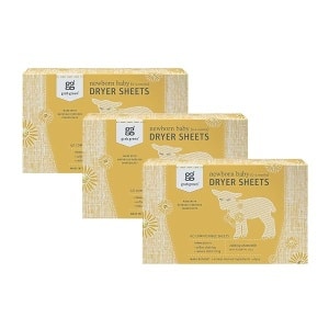Grab Green {Stage 1} Natural Newborn Baby Laundry Dryer Sheets {0-4 Months}, Compostable, Free of Wax & Animal-Derived Ingredients, Calming Chamomile Fragrance—with Essential Oils, 40 Sheets (3-Pack)