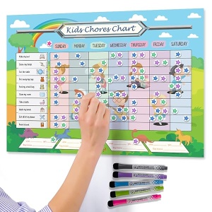 Gráfico de tareas magnético para varios niños (brillante)
