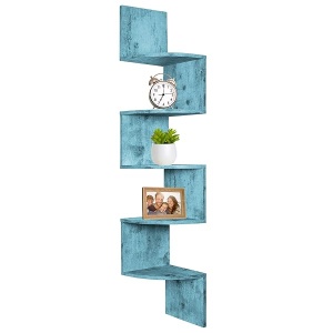 Greenco - Estantes de Esquina de 5 Niveles, Estante Flotante para Esquinas, Almacenamiento Organizador de Pared, estantes de Montaje en Pared fáciles de Montar para dormitorios, estantes de baño,