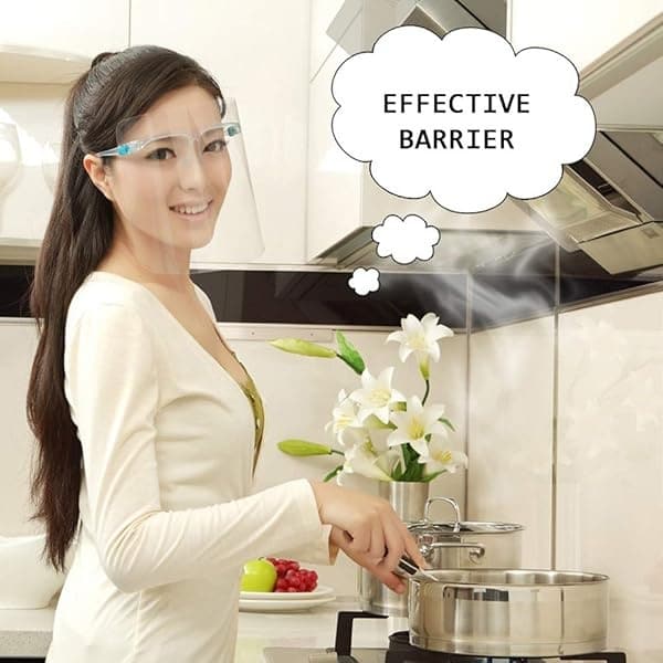 HEFUTE 5 fundas protectoras para la cara con protección completa, cómodas, compatibles con gafas, antigoteo, anticontaminación y resistente al viento, transparentes, con escudo - Image 5