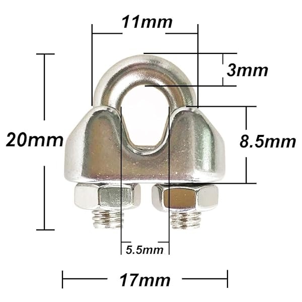 HEVERP - Abrazadera de cable de acero inoxidable M3 de 1/8 pulgadas - Image 3