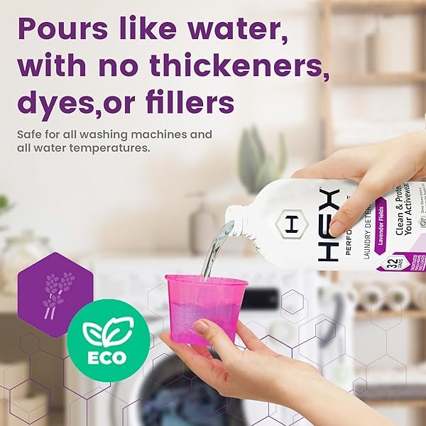 HEX Performance Detergente de lavandería, campos de lavanda, 32 cargas (paquete de 2) – Diseñado para ropa activa, respetuoso con el medio ambiente - Image 5