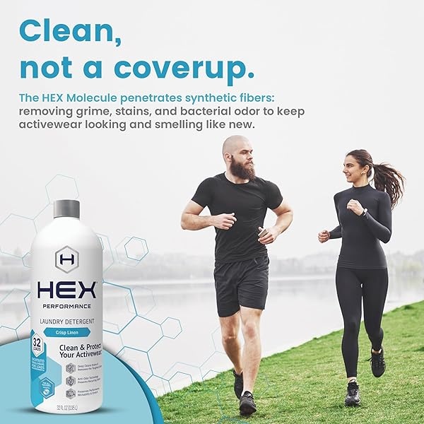 HEX Performance Detergente de lavandería, lino crujiente, 32 cargas (paquete de 2) – Diseñado para ropa activa, ecológico - Image 3
