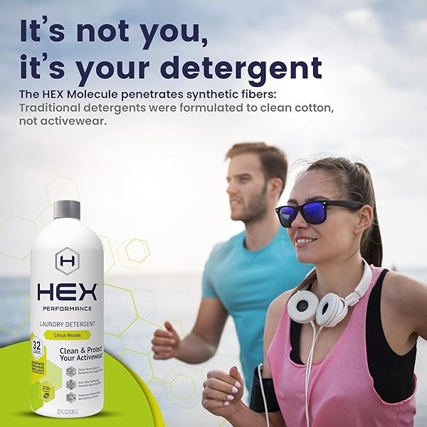 HEX Performance Detergente de lavandería, maderas cítricas, 32 cargas (paquete de 2) – Diseñado para ropa activa, ecológico - Image 3