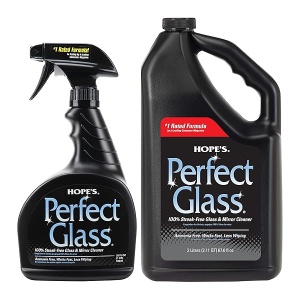 HOPE'S Limpiador de vidrio perfecto, paquete de vidrio perfecto: botella de spray de 32 onzas y botella de repuesto de 64 onzas, paquete de 1