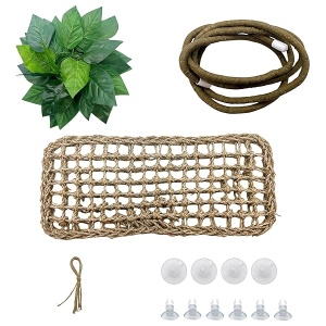 Hamaca de dragón barbudo, vides de la selva de reptiles, hojas flexibles de reptiles con ventosas para subir ramas de hábitat, tumbona, accesorios camaleón, lagartijas gecko ranas Iguana serpientes