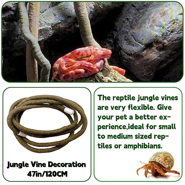 Hamaca de dragón barbudo, vides de la selva de reptiles, hojas flexibles de reptiles con ventosas para subir ramas de hábitat, tumbona, accesorios camaleón, lagartijas gecko ranas Iguana serpientes - Image 5