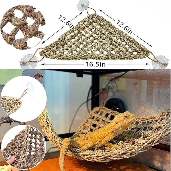 Hamiledyi Kit de accesorios de dragón barbudo, hamaca de lagarto, correa ajustable, alas de murciélago, plantas de reptiles, vid falsa, decoración de hábitat para escalada, lagartos camaleón, serpientes geco - Image 3