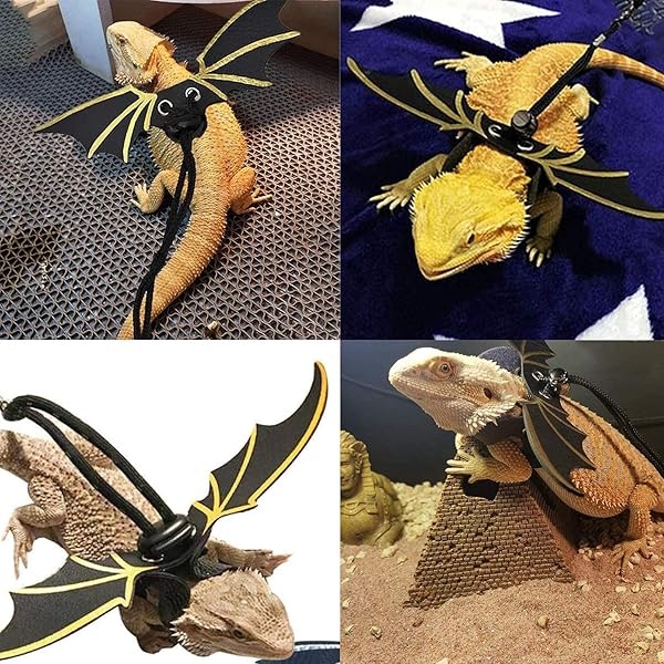 Hamiledyi Kit de accesorios de dragón barbudo, hamaca de lagarto, correa ajustable, alas de murciélago, plantas de reptiles, vid falsa, decoración de hábitat para escalada, lagartos camaleón, serpientes geco - Image 4