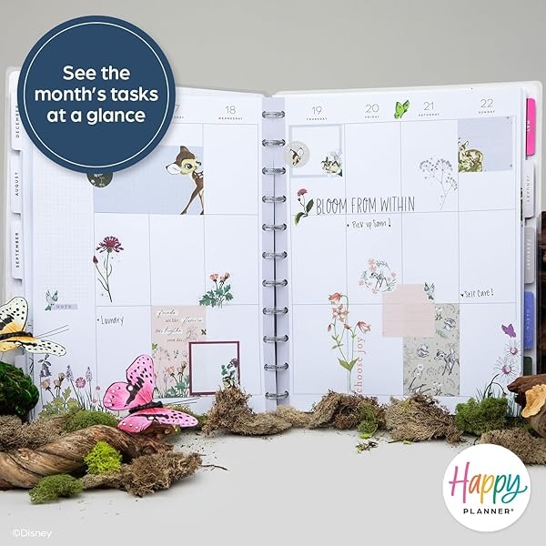 Happy Planner Disney Planificador de 12 meses de año con disco encuadernado, de julio de 2024 a junio de 2025 diario, semanal, mensual, tamaño grande, diseño vertical, primavera de Bambi, 12 - Image 5