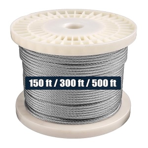 HarborCraft 1/8" 316 Stainless Steel for Deck Cable Railing Kits DIY Balustrades 7x7 Wire Rope Aircraft Cable 150 Feet