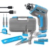 Hi-Spec Kit de herramientas azul de 35 piezas con destornillador eléctrico USB de 3.6 V y juego de taladro. Juego completo de herramientas general