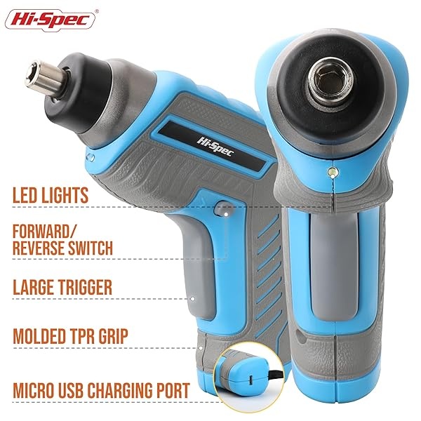 Hi-Spec Kit de herramientas azul de 35 piezas con destornillador eléctrico USB de 3.6 V y juego de taladro. Juego completo de herramientas general - Image 4