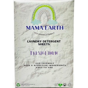 Hojas de detergente para ropa – MAMA EARTH ecológicas, biodegradables, aroma a lino fresco, libre de plástico (60 cargas)