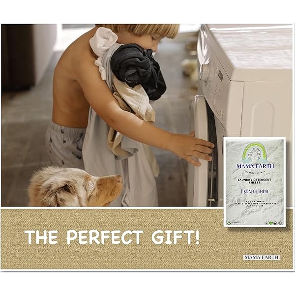 Hojas de detergente para ropa – MAMA EARTH ecológicas, biodegradables, aroma a lino fresco, libre de plástico (60 cargas) - Image 7