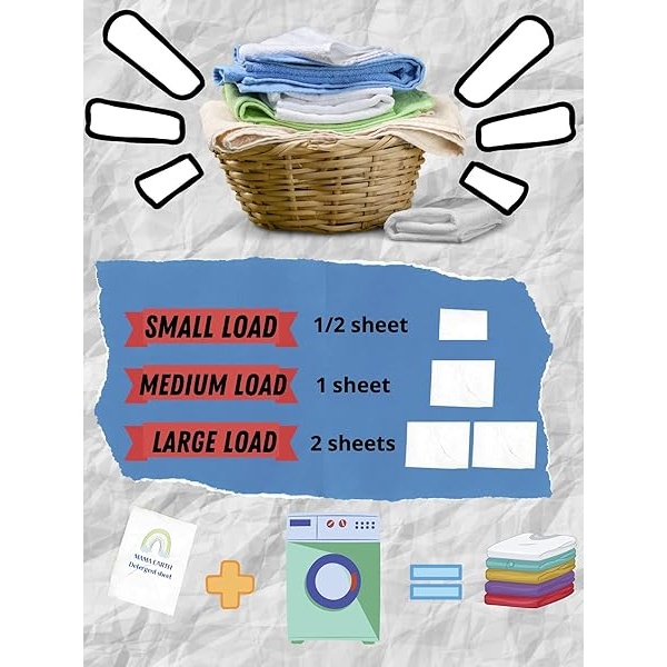 Hojas de detergente para ropa – MAMA EARTH ecológicas, biodegradables, aroma a lino fresco, libre de plástico (60 cargas) - Image 8