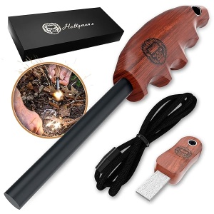 Holtzman's Gorilla Survival Mango de madera Mango de dedo Ferro Rod Fire Starter (café oscuro)