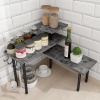 Homode Organizador de encimera de cocina, estante de esquina de 3 niveles, organizador de mostrador de baño, soporte de madera para mostrador de espacio, fácil montaje, gris rústico