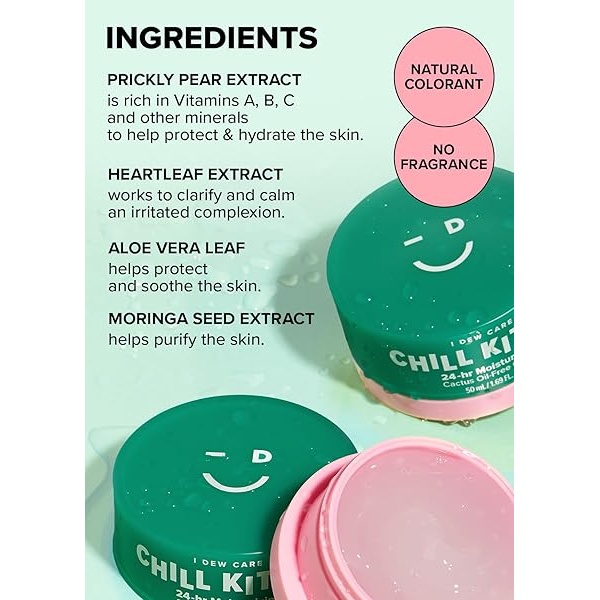 I Dew Care Crema facial hidratante - Chill Kitten | 24 horas, gel de aloe vera para piel seca, roja, sin aceite de cactus, 1.69 onzas líquidas - Image 8