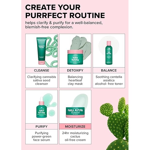 I Dew Care Crema facial hidratante - Chill Kitten | 24 horas, gel de aloe vera para piel seca, roja, sin aceite de cactus, 1.69 onzas líquidas - Image 9