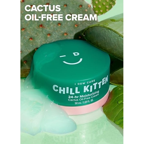 I Dew Care Crema facial hidratante - Chill Kitten | 24 horas, gel de aloe vera para piel seca, roja, sin aceite de cactus, 1.69 onzas líquidas - Image 10