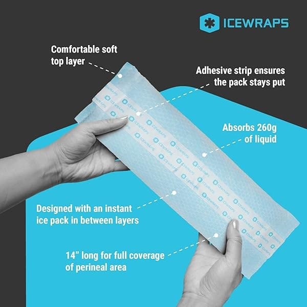 ICEWRAPS Almohadillas posparto instantáneas para mujeres después del nacimiento, paquetes de hielo perineal para cuidado posparto, 12 paquetes de hielo posparto envueltos individualmente para tu kit esencial posparto - Image 4