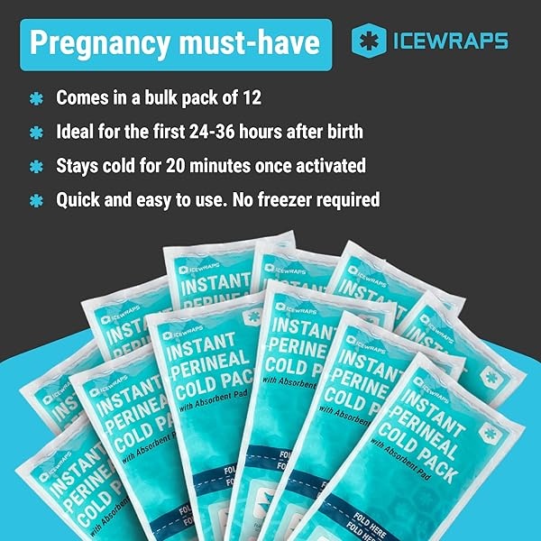 ICEWRAPS Almohadillas posparto instantáneas para mujeres después del nacimiento, paquetes de hielo perineal para cuidado posparto, 12 paquetes de hielo posparto envueltos individualmente para tu kit esencial posparto - Image 5