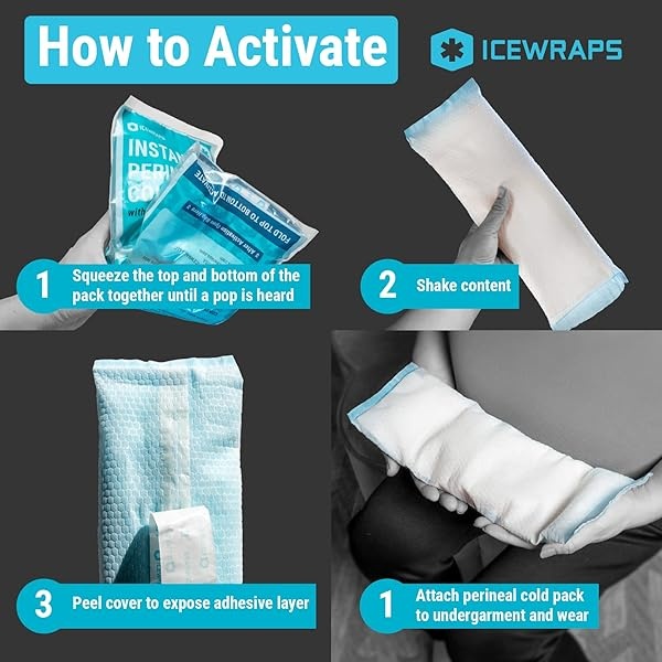 ICEWRAPS Almohadillas posparto instantáneas para mujeres después del nacimiento, paquetes de hielo perineal para cuidado posparto, 12 paquetes de hielo posparto envueltos individualmente para tu kit esencial posparto - Image 6