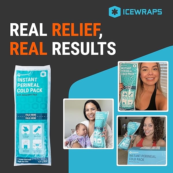 ICEWRAPS Almohadillas posparto instantáneas para mujeres después del nacimiento, paquetes de hielo perineal para cuidado posparto, 12 paquetes de hielo posparto envueltos individualmente para tu kit esencial posparto - Image 7