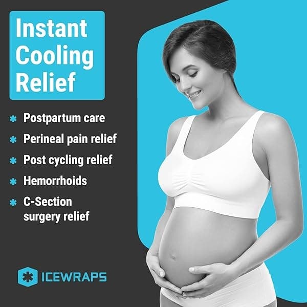 ICEWRAPS Almohadillas posparto instantáneas para mujeres después del nacimiento, paquetes de hielo perineal para cuidado posparto, 12 paquetes de hielo posparto envueltos individualmente para tu kit esencial posparto - Image 8
