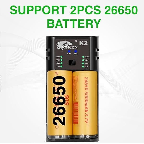 IMREN 26650 10400 - Cargador de batería de iones de litio de 3,7 V para batería Ni-MH/Ni-Cd 18650 10440 14500 18500 18350 18700 26650, 1.2 V Ni-MH/Ni-Cd USB Cargador de batería C - Image 3