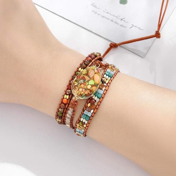 IUNIQUEEN - Pulsera de abalorio de Piel con Chakra Imperial Hecha a Mano - Image 3