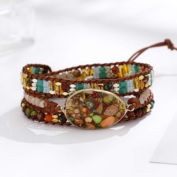 IUNIQUEEN - Pulsera de abalorio de Piel con Chakra Imperial Hecha a Mano - Image 4