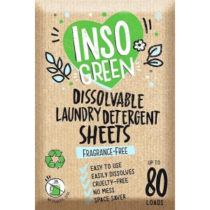 InsoGreen Hojas De Detergente Para Ropa Sin Perfume - 40 Hojas De Detergente Ecológico Para Hasta 80 Cargas - Cero Envases De Plástico, Hojas De Detergente Para Lavar - Hojas De Detergente Para Ropa S