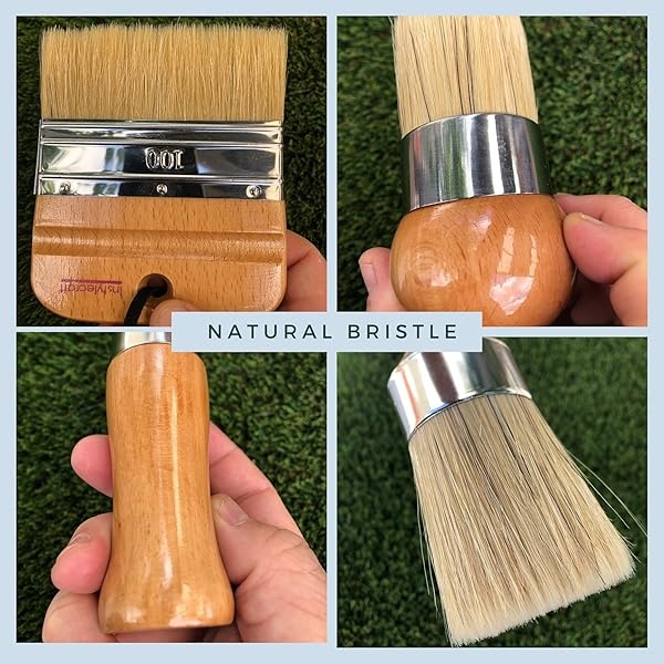 Instylecraft - Juego de pinceles de gis para muebles, cerdas naturales multiusos, pinceles ovalados grandes, ideales para cera, mineral, pintura de leche, pintura acrílica, decoración del hogar, manualidades, 9 piezas - Image 4