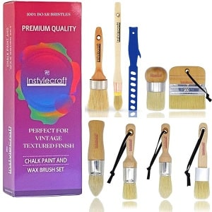 Instylecraft - Juego de pinceles de gis para muebles, cerdas naturales multiusos, pinceles ovalados grandes, ideales para cera, mineral, pintura de leche, pintura acrílica, decoración del hogar, manualidades, 9 piezas