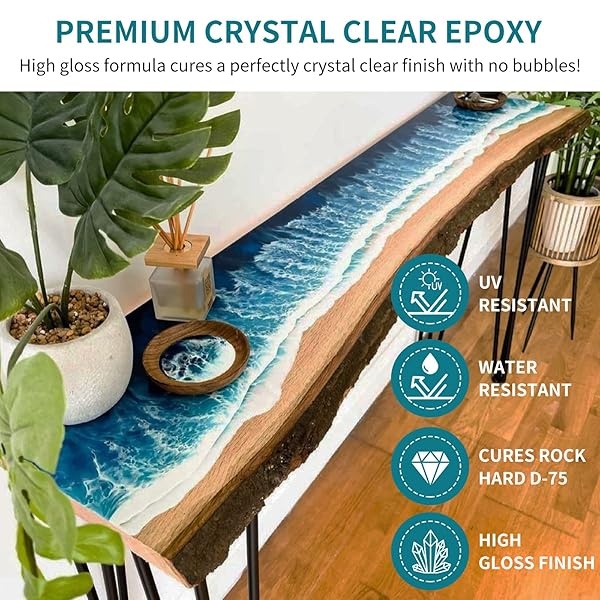 JDiction Resina epoxi de 32 onzas – Fórmula mejorada, 3 veces de protección UV, kit de resina transparente para arte, joyas, moldes, resina fácil de mezclar 1:1 con alfombrilla de silicona, esparcidor, vasos de mezcla, palos y guantes - Image 8