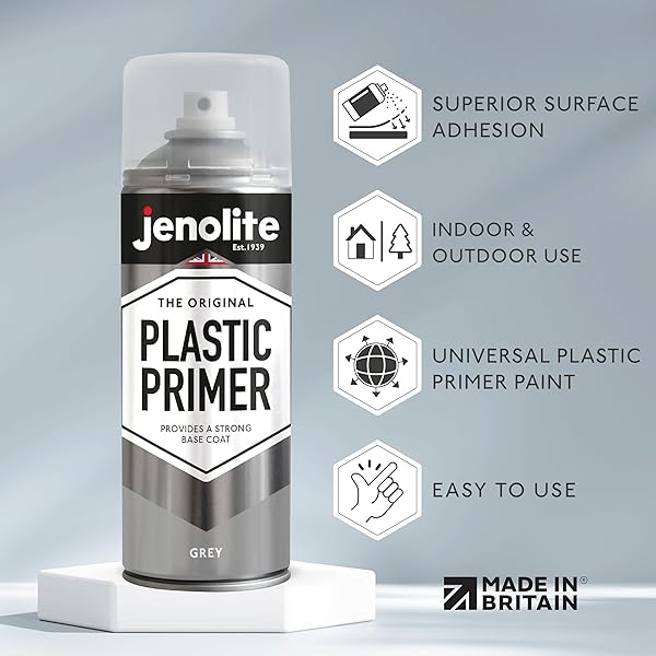 JENOLITE - Aerosol de plástico para imprimación | Gris, imprimación de plástico duradero de alta calidad, ideal para muebles de jardín de plástico, macetas y otros plásticos duros | 400 ml (14 onzas) - Image 3