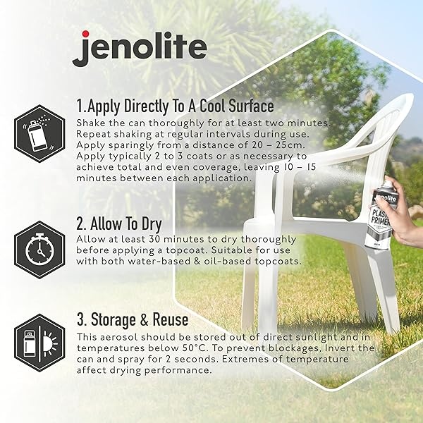 JENOLITE - Aerosol de plástico para imprimación | Gris, imprimación de plástico duradero de alta calidad, ideal para muebles de jardín de plástico, macetas y otros plásticos duros | 400 ml (14 onzas) - Image 4
