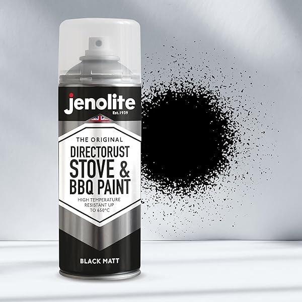 JENOLITE Directorust - Pintura en aerosol para barbacoa y estufa, color negro, resistente a altas temperaturas hasta 650 °C, barbacoas, estufas, chimeneas, automóviles, pantallas de fuego y - Image 7