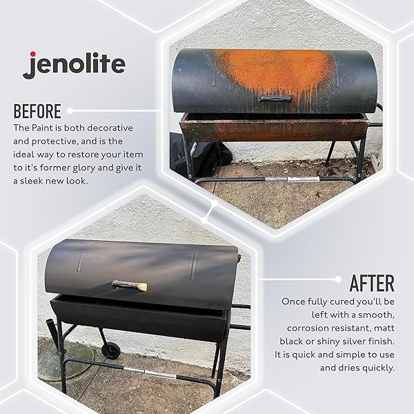 JENOLITE Directorust - Pintura en aerosol para barbacoa y estufa, color plateado, resistente a altas temperaturas hasta 650 °C, barbacoas, estufas, chimeneas, automotrices, pantallas de fuego y - Image 6