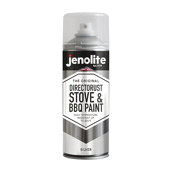 JENOLITE Directorust - Pintura en aerosol para barbacoa y estufa, color plateado, resistente a altas temperaturas hasta 650 °C, barbacoas, estufas, chimeneas, automotrices, pantallas de fuego y