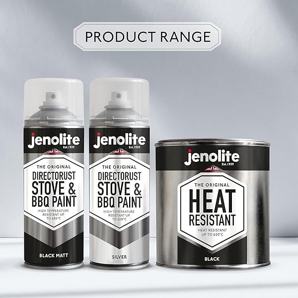 JENOLITE Directorust - Pintura en aerosol para barbacoa y estufa, color plateado, resistente a altas temperaturas hasta 650 °C, barbacoas, estufas, chimeneas, automotrices, pantallas de fuego y - Image 8