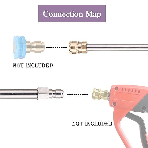 JOEJET - Varita de extensión para lavadora eléctrica, lanza de acero inoxidable de 17 pulgadas con conexión rápida de 1/4 pulgadas, paquete de 2 - Image 5