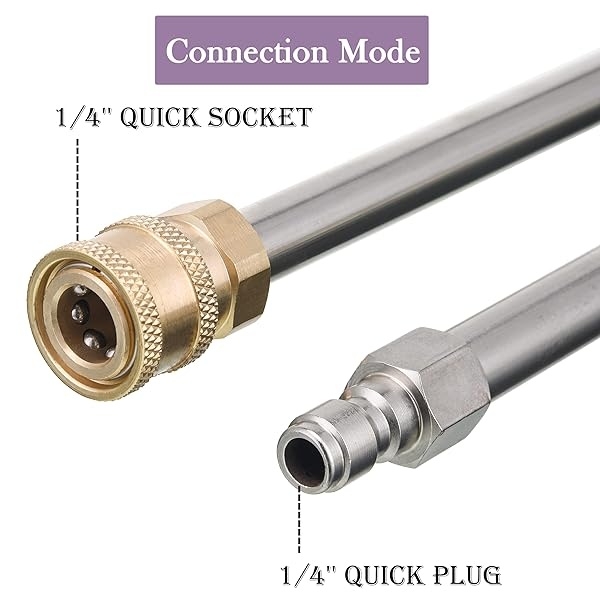 JOEJET - Varita de extensión para lavadora eléctrica, lanza de acero inoxidable de 17 pulgadas con conexión rápida de 1/4 pulgadas, paquete de 2 - Image 7
