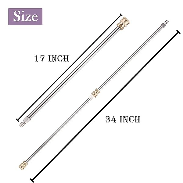 JOEJET - Varita de extensión para lavadora eléctrica, lanza de acero inoxidable de 17 pulgadas con conexión rápida de 1/4 pulgadas, paquete de 2 - Image 8