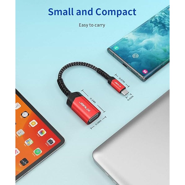 JSAUX Adaptador USB C a VGA, Thunderbolt 3 (tipo C) a VGA adaptador macho a hembra compatible con MacBook Pro/iPad Pro 2020, Dell XPS, Surface Book 2, Samsung Galaxy S22 S21 S20 S10 - Image 7