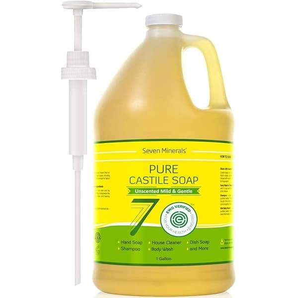 Jabón castil puro de Seven Minerals, An Unscented, 1 Galón