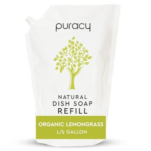 Jabón de platos puracy natural, zacate de limón orgánica, 64 Fl Oz (Pack of 1)