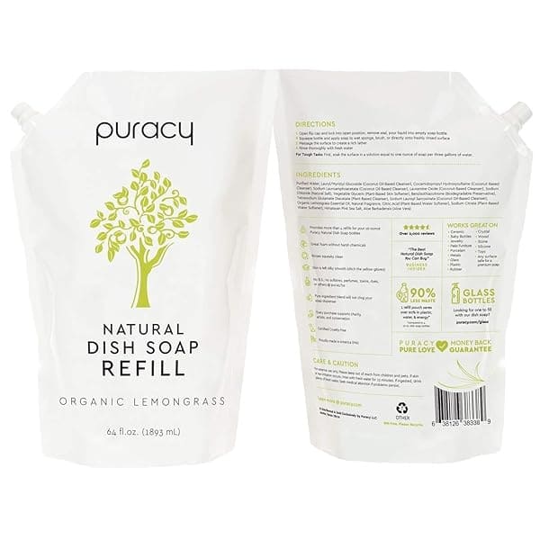 Jabón de platos puracy natural, zacate de limón orgánica, 64 Fl Oz (Pack of 1) - Image 7
